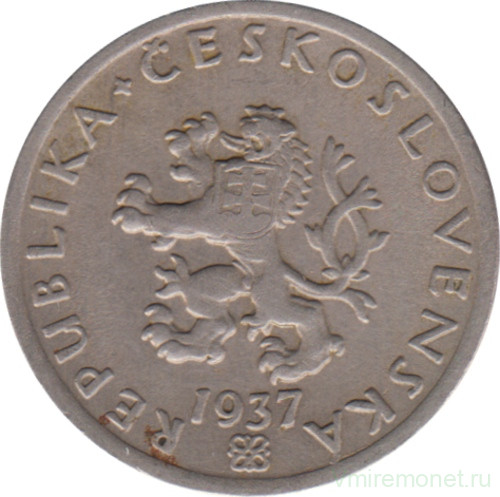 Монета. Чехословакия. 20 геллеров 1937 год.