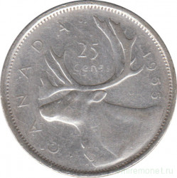 Монета. Канада. 25 центов 1955 год.