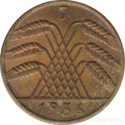 Монета. Германия. Веймарская республика. 10 рейхспфеннигов 1936 год. Монетный двор - Гамбург (J).