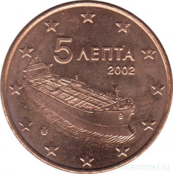Монета. Греция. 5 центов 2002 год. (F).