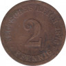 Монета. Германия (Германская империя 1871-1922). 2 пфеннига 1876 год. (F). ав.