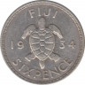 Монета. Фиджи. 6 пенсов 1934 год. ав.