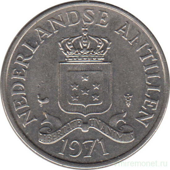 Монета. Нидерландские Антильские острова. 25 центов 1971 год.