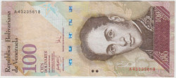 Банкнота. Венесуэла. 100 боливаров 2007 год. Тип 93а.