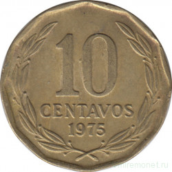 Монета. Чили. 10 сентаво 1975 год.