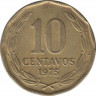 Монета. Чили. 10 сентаво 1975 год. ав.