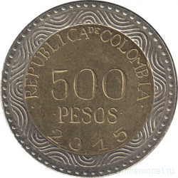 Монета. Колумбия. 500 песо 2015 год.