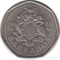 Монета. Барбадос. 1 доллар 1988 год.