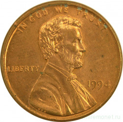 Монета. США. 1 цент 1994 год.