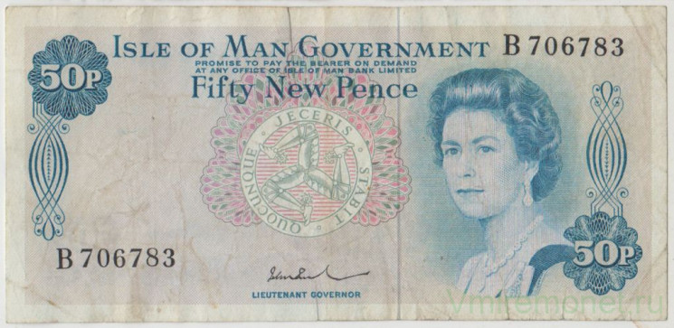 Банкнота. Остров Мэн. 50 новых пенсов 1972 - 1979 года. Тип 28c.