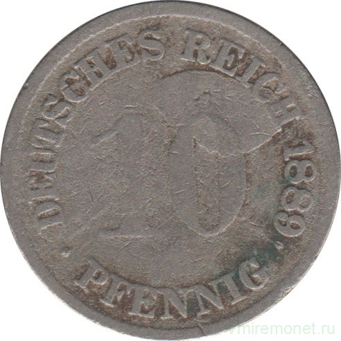 Монета. Германия (Германская империя 1871-1922). 10 пфеннигов 1889 год. (F).