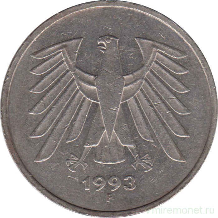 Монета. ФРГ. 5 марок 1993 год. Монетный двор - Штутгарт (F).
