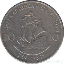 Монета. Восточные Карибские государства. 10 центов 1996 год.