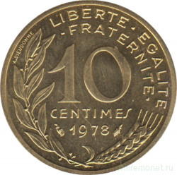 Монета. Франция. 10 сантимов 1978 год.