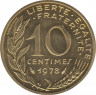  Монета. Франция. 10 сантимов 1978 год. ав.