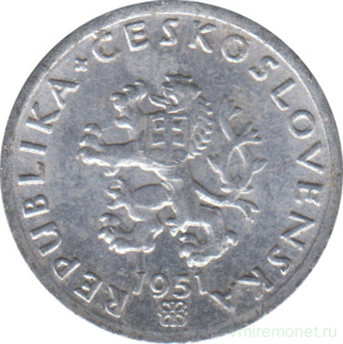 Монета. Чехословакия. 20 геллеров 1951 год.