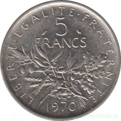 Монета. Франция. 5 франков 1970 год.