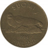 Аверс. Монета. Финляндия. 5 марок 1994 год. Тюлень.