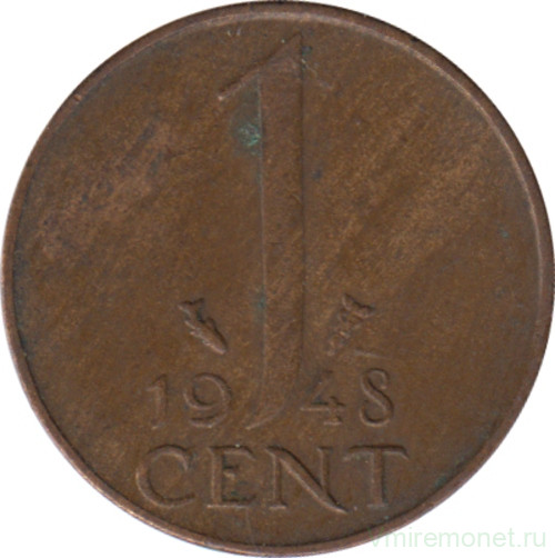 Монета. Нидерланды. 1 цент 1948 год.