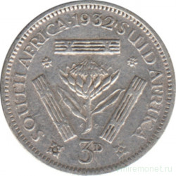 Монета. Южно-Африканская республика (ЮАР). 3 пенса 1932 год.
