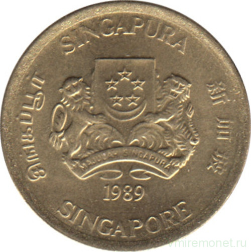 Монета. Сингапур. 5 центов 1989 год.