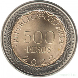 Монета. Колумбия. 500 песо 2022 год.