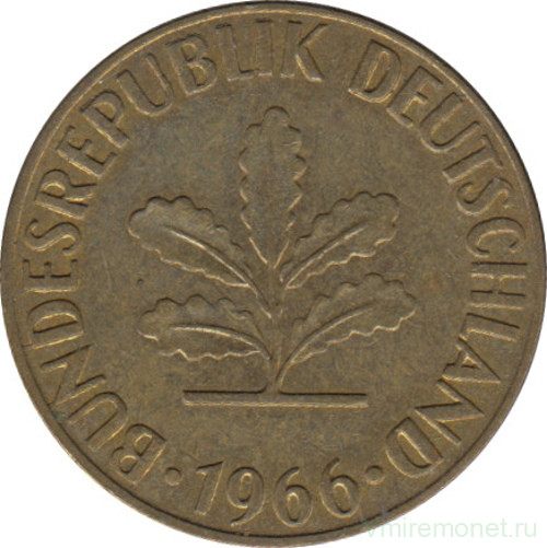 Монета. ФРГ. 5 пфеннигов 1966 год. Монетный двор - Штутгарт (F).