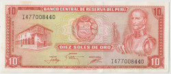 Банкнота. Перу. 10 солей 1976 год.