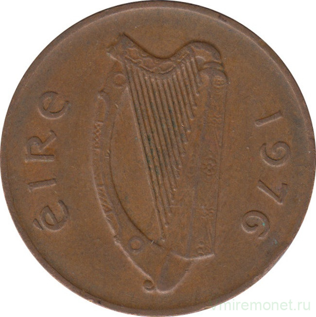 Монета. Ирландия. 2 пенса 1976 год.