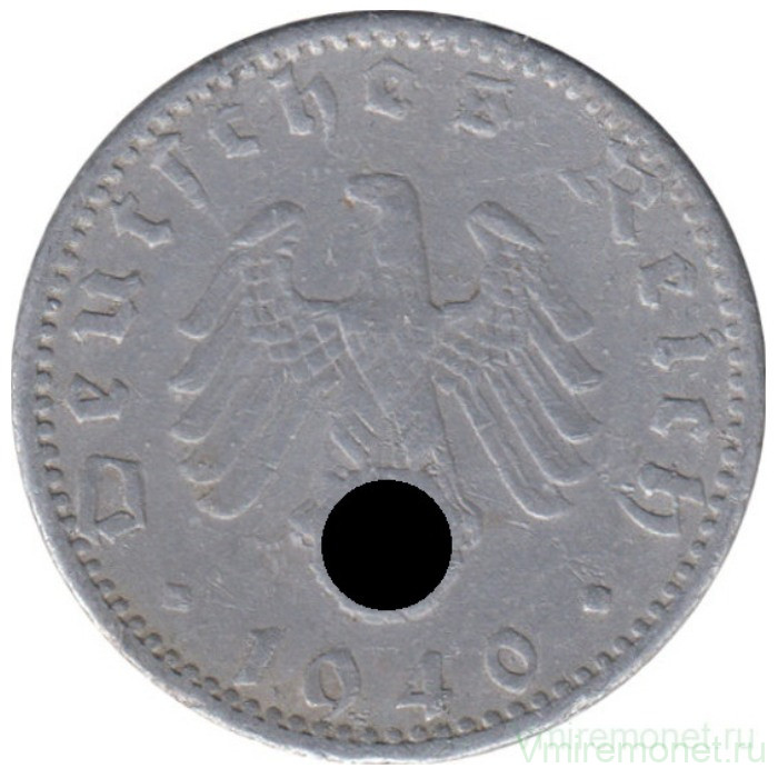 Монета. Германия. Третий Рейх. 50 рейхспфеннигов 1940 год. Монетный двор - Штутгарт (F).