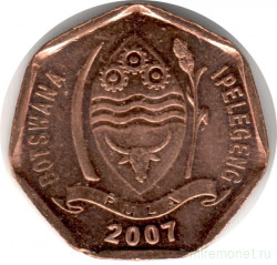 Монета. Ботсвана. 5 тхебе 2007 год.