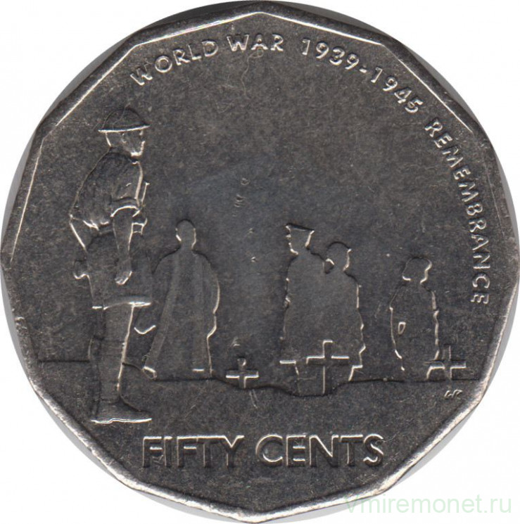Монета. Австралия. 50 центов 2005 год. 60 лет со дня окончания Второй мировой войны.