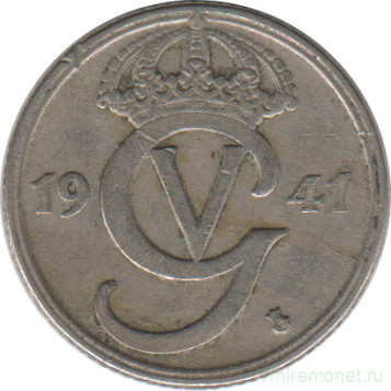 Монета. Швеция. 10 эре 1941 год (никелевая бронза). 
