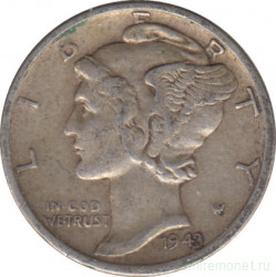 Монета. США. 10 центов 1943 год. Монетный двор S.