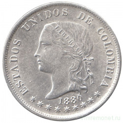 Монета. Колумбия. 50 сентаво 1880 год. Богота.