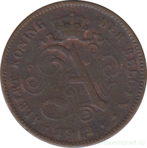 Монета. Бельгия. 2 сантима 1912 год. Der Belgen.