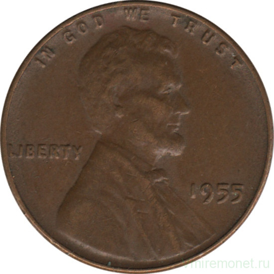 Монета. США. 1 цент 1955 год.
