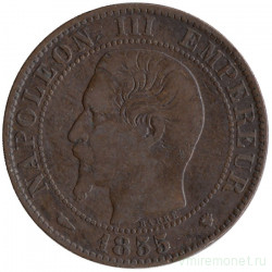 Монета. Франция. 5 сантимов 1855 год. МА.