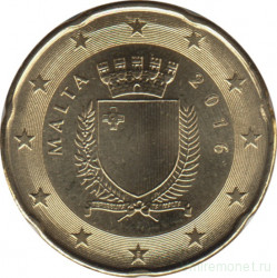 Монета. Мальта. 20 центов 2016 год.