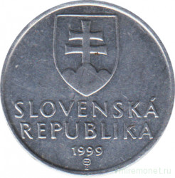 Монета. Словакия. 10 геллеров 1999 год.