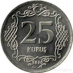 Монета. Турция. 25 курушей 2020 год.