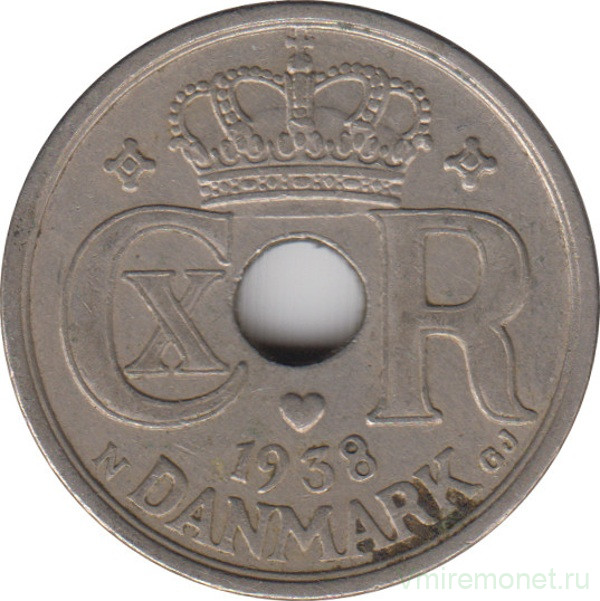 Монета. Дания. 25 эре 1938 год.