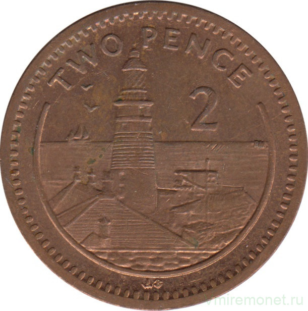 Монета. Гибралтар. 2 пенса 2001 год. (АB).