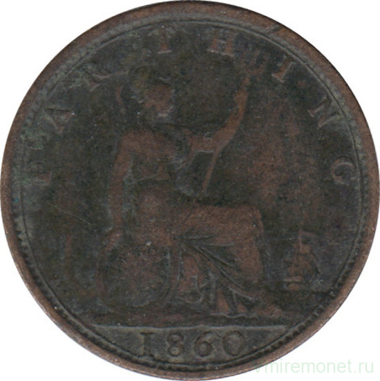 Монета. Великобритания. 1 фартинг 1860 год.