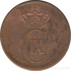 Монета. Дания. 2 эре 1874 год .
