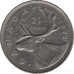 Монета. Канада. 25 центов 1972 год.