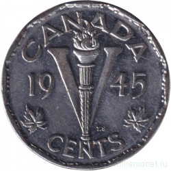 Монета. Канада. 5 центов 1945 год.
