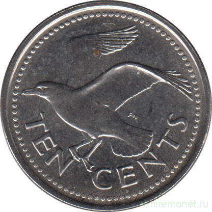 Монета. Барбадос. 10 центов 2009 год.