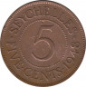 Монета. Сейшельские острова. 5 центов 1948 год. ав.