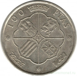 Монета. Испания. 100 песет 1966 (1967) год.